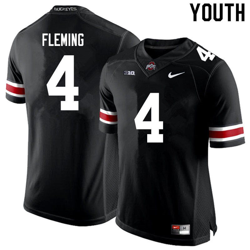 Ohio State Buckeyes Julian Fleming Youth #4 Black Authentic Stitched College Football Jersey